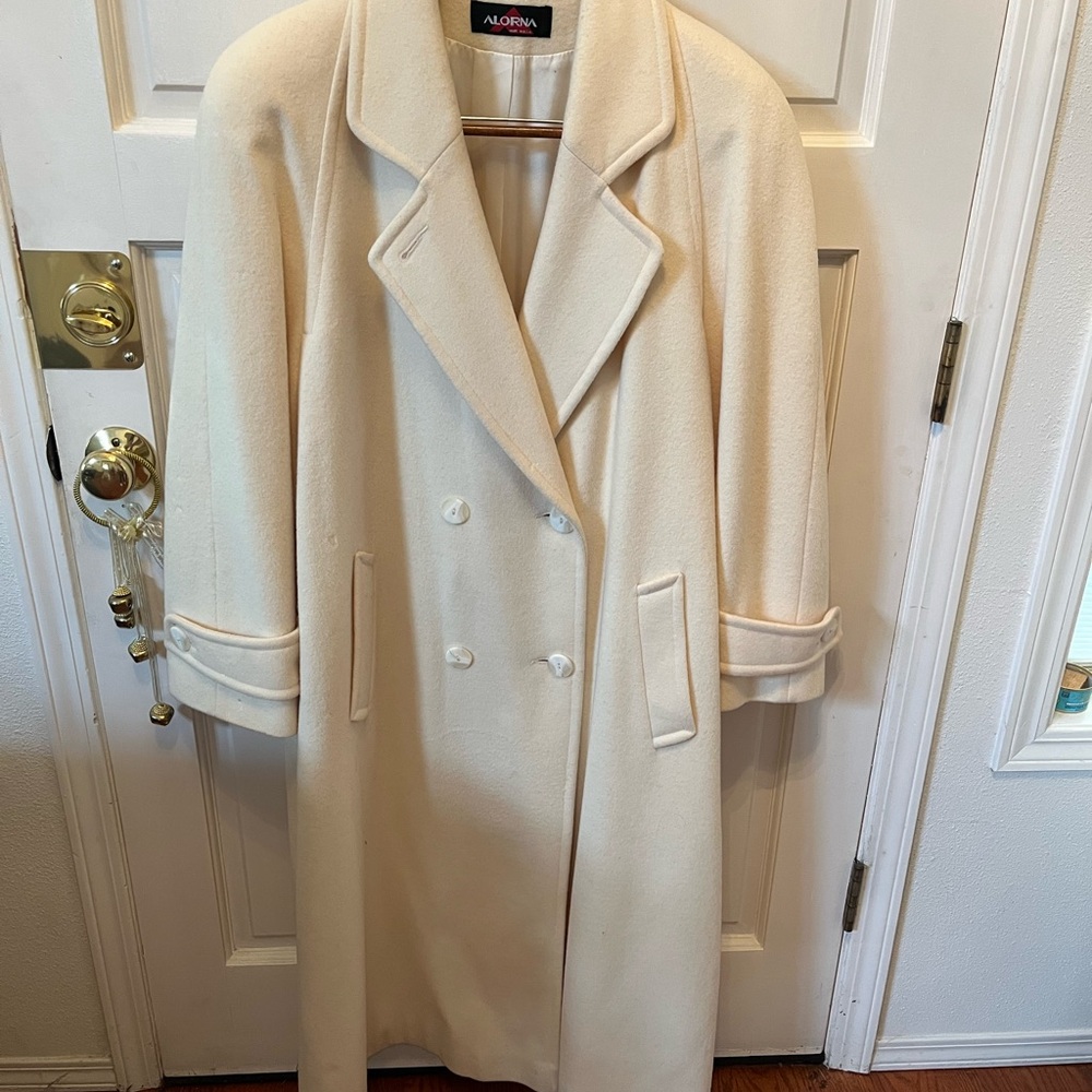 ALORNA Cream Oversized Trench Coat with Textured Fabric